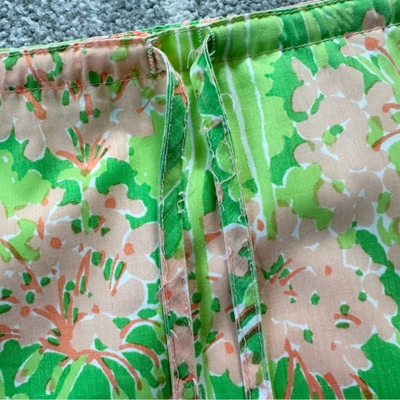 RARE Vintage 1970’s Lilly Pulitzer Peach and Green Floral Midi Skirt - Picture 4 of 5